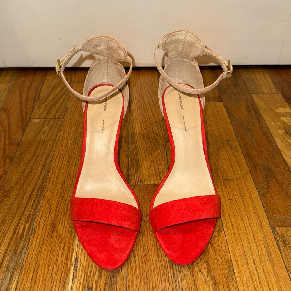 Zara Red and beige heels